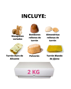 Lote Surtido Turrón y Mazapán, Pack Degustación 2 Kg con Polvorones y Bombones Delicatessen