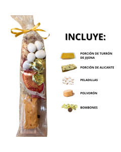 Bolsita individual con turrones, bombones y polvorones para regalar