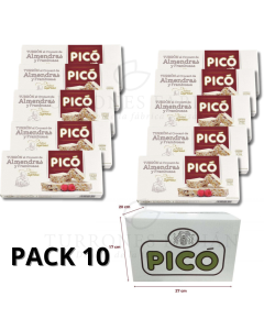 CAJA DE 10 UNIDADES DE TURRON AL CONCANT DE ALMENDRA Y FRAMBUESA PICO 200GRS