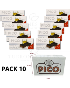 CAJA DE 10 UNIDADES DE TURRON DE CHOCOLATE AL WHISKY PICO 200GRS