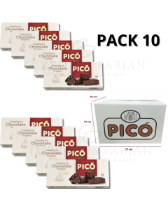 CAJA DE 10 UNIDADES DE TURRON DE CHOCOLATE TRUFADO PICO 200 GRS