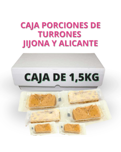 Porciones de Turrón Blando (Jijona)  y Duro (Alicante) en cajas a granel - Caja de 1,5kg  (60 unidades aprox)