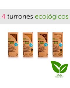 Pack 4 turrones ecológicos Jijona Alicante piedra chocolate con almendras