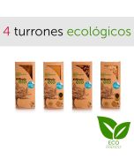 Pack 4 turrones ecológicos Jijona Alicante piedra chocolate con almendras