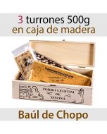 Lote de 3 Turrones en Baúl de Madera Barra Catalana