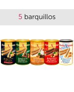 Pack de 5 barquillos de turrón, chocolate y crema de cappuccino