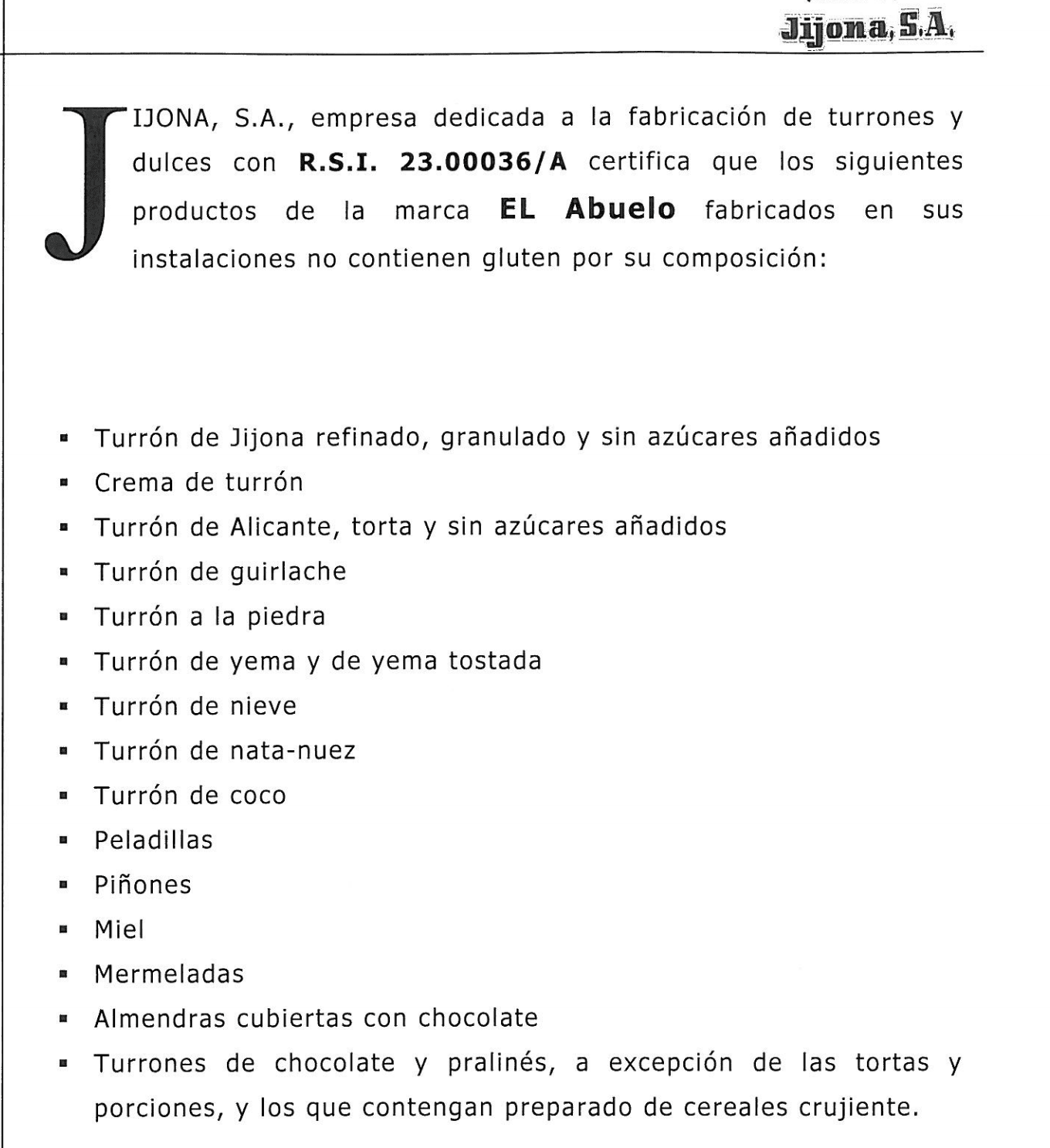 dulces para cel&iacute;acos